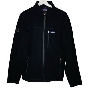 Patagonia Men's Synchilla Fleece Jacket Sz Medium Black Embroidered Sleeve